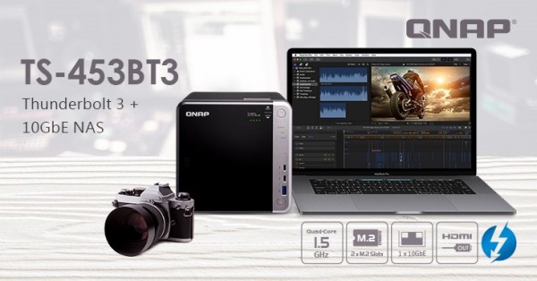 A QNAP bemutatja a kreatív szakemberek számára készült quad-core 4 rekeszes TS-453BT3 Thunderbolt 3 NAS-t